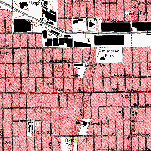 Topographic Map of Bethany School, IL
