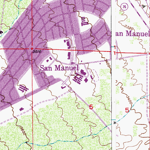 Topographic Map of San Manuel Junior Senior High School, AZ