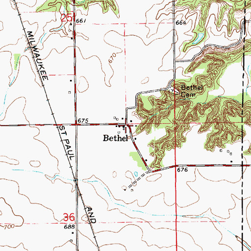 Topographic Map of Bethel, IL