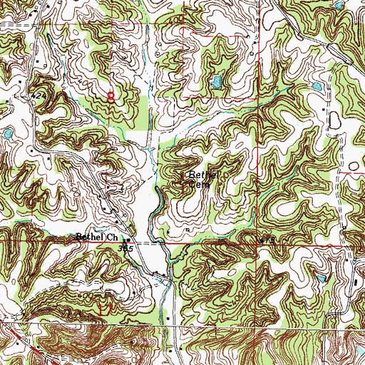 Topographic Map of Bethel Cemetery, IL