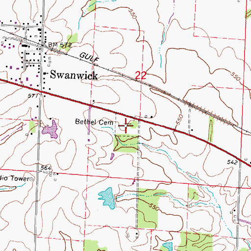 Topographic Map of Bethel Cemetery, IL