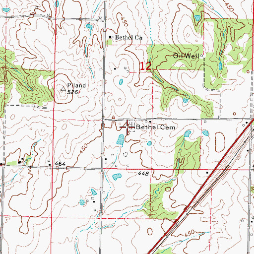 Topographic Map of Bethel Cemetery, IL