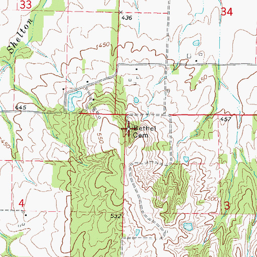 Topographic Map of Bethel Cemetery, IL