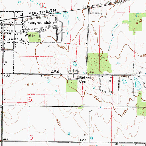 Topographic Map of Old Bethel Cemetery, IL