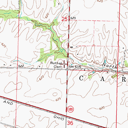 Topographic Map of Bethel Cemetery, IL