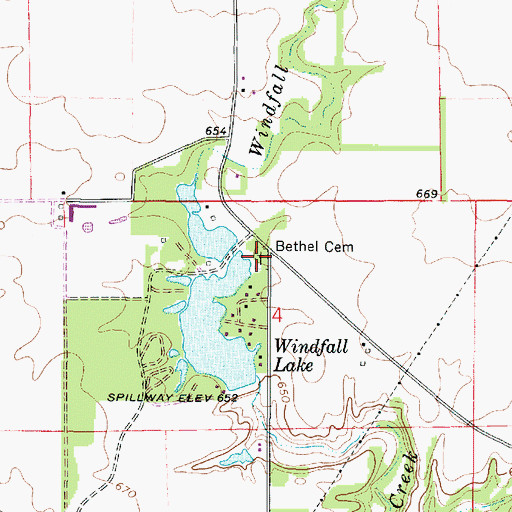 Topographic Map of Bethel Cemetery, IL