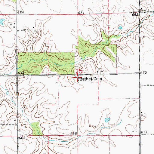 Topographic Map of Bethel Cemetery, IL