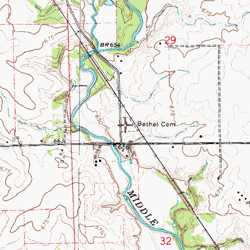 Topographic Map of Bethel Cemetery, IL