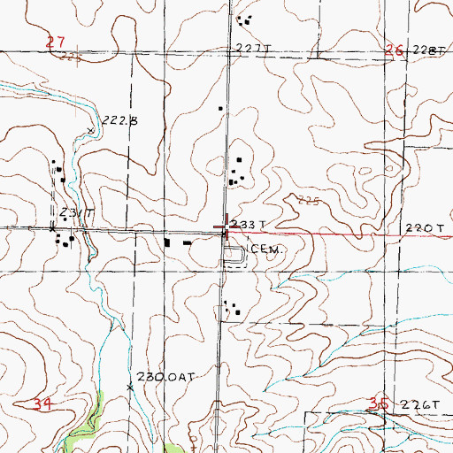 Topographic Map of Bethel Cemetery, IL