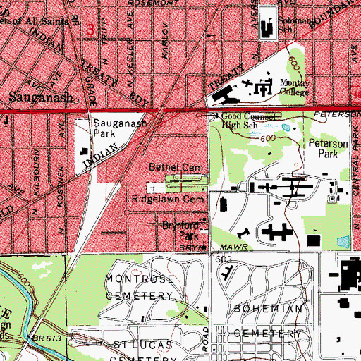 Topographic Map of Bethel Cemetery, IL