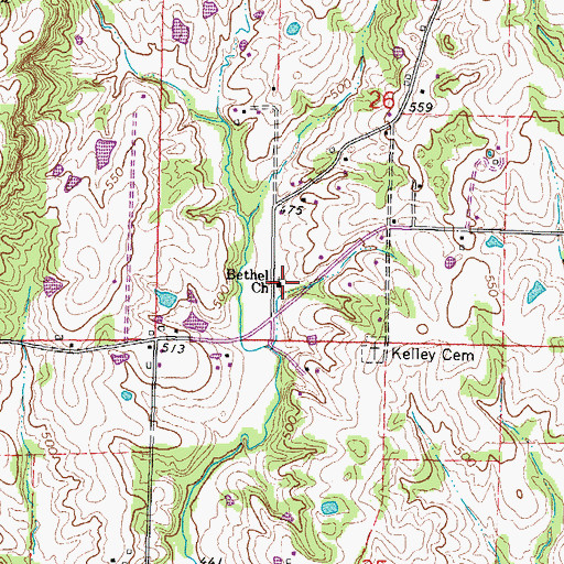 Topographic Map of Bethel Church, IL