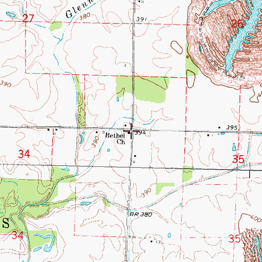 Topographic Map of Bethel Church, IL