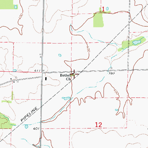 Topographic Map of Bethel Church, IL