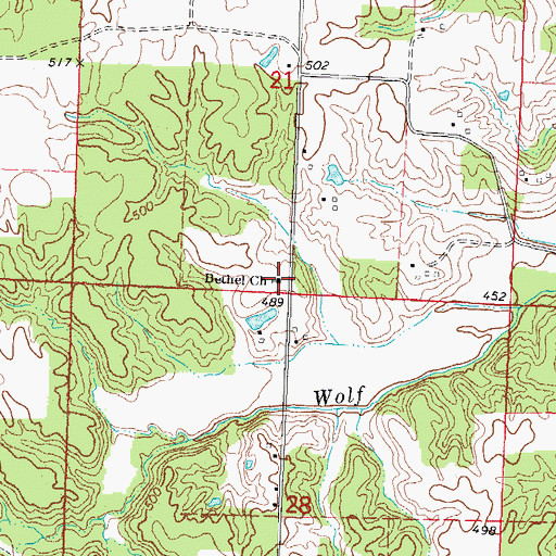 Topographic Map of Bethel Church, IL