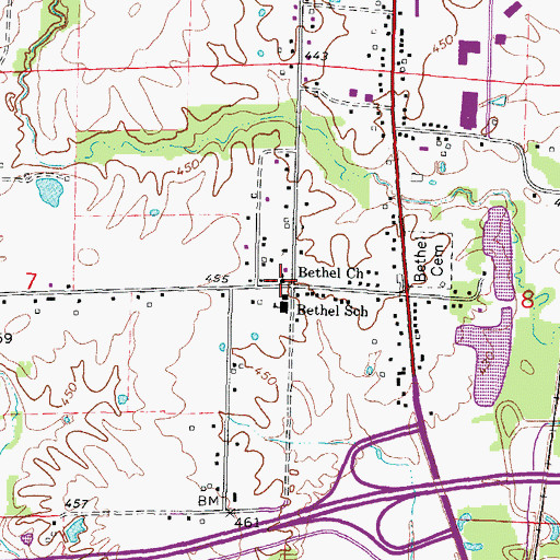 Topographic Map of Bethel Church, IL