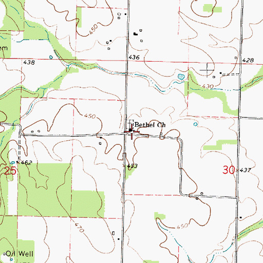 Topographic Map of Bethel Church, IL