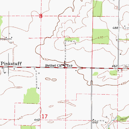 Topographic Map of Bethel Church, IL
