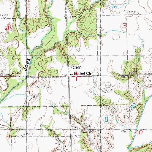 Topographic Map of Bethel Church, IL