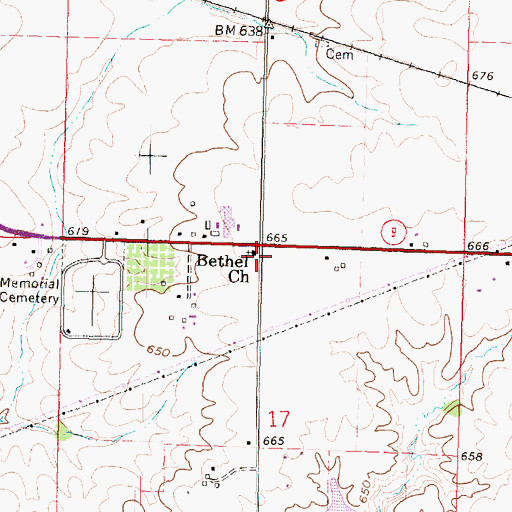 Topographic Map of Bethel Church, IL
