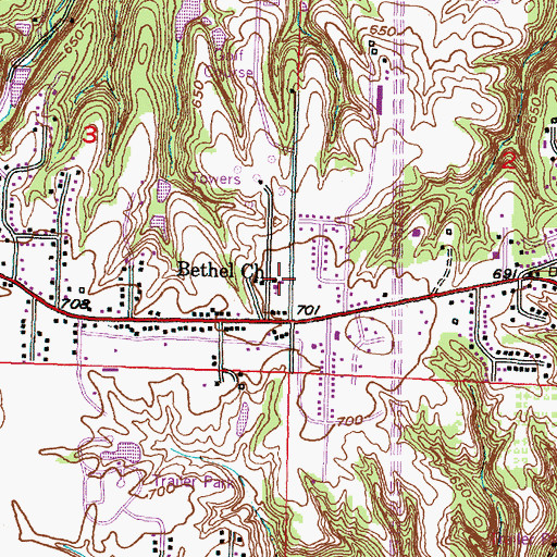 Topographic Map of Bethel Free Methodist Church, IL