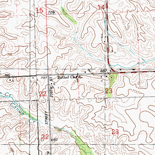 Topographic Map of Bethel Church, IL