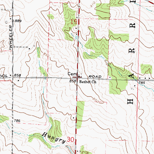 Topographic Map of Bethel Church, IL