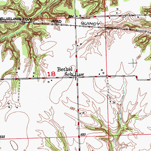 Topographic Map of Bethel School (historical), IL