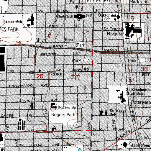 Topographic Map of Bethesda Hospital, IL