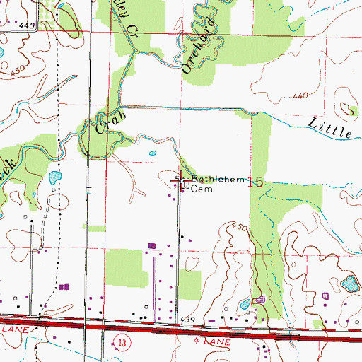 Topographic Map of Bethlehem Cemetery, IL