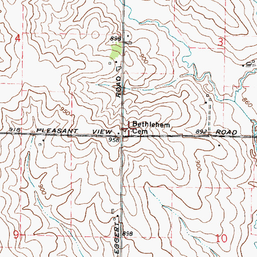 Topographic Map of Bethlehem Cemetery, IL