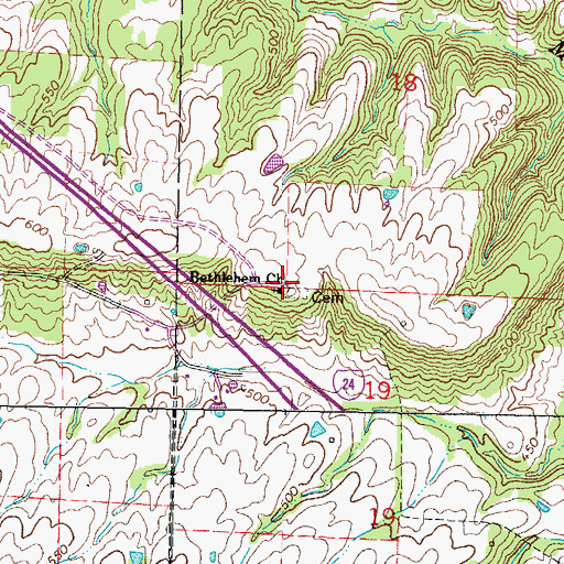 Topographic Map of Bethlehem Church, IL