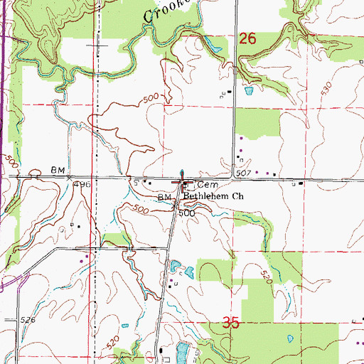Topographic Map of Bethlehem Missionary Baptist Church, IL