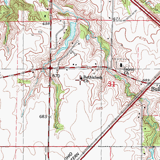 Topographic Map of Bethlehem Church, IL
