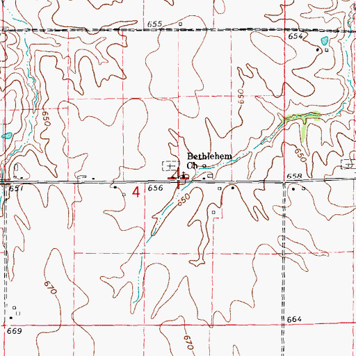 Topographic Map of Bethlehem Church, IL
