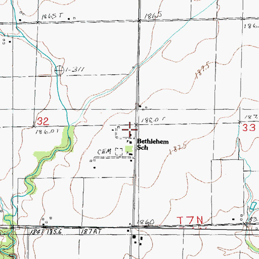 Topographic Map of Bethlehem School, IL