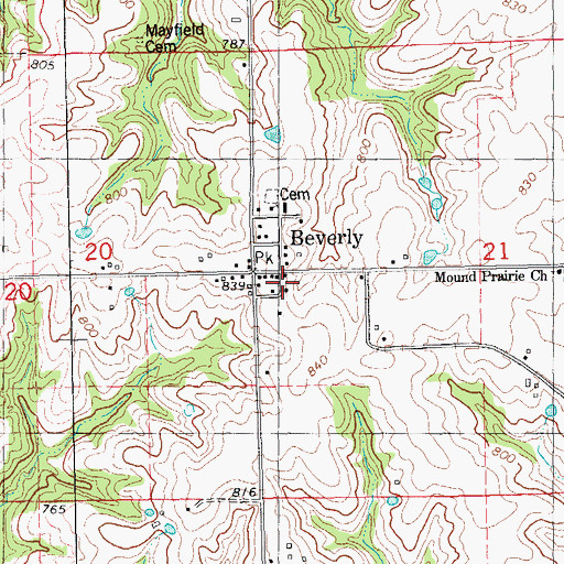Topographic Map of Beverly, IL