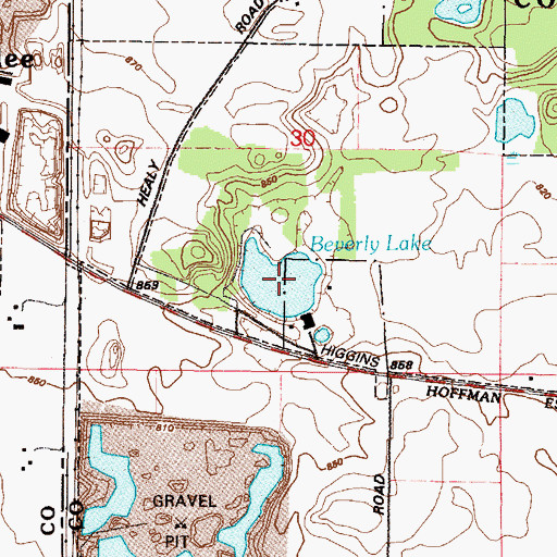 Topographic Map of Beverly Lake, IL