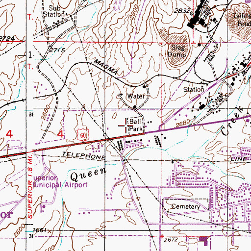 Topographic Map of Superior Stadium, AZ