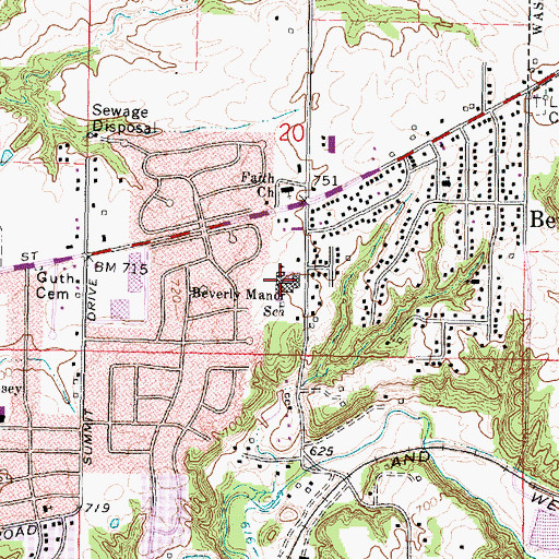 Topographic Map of Beverly Manor Elementary School, IL