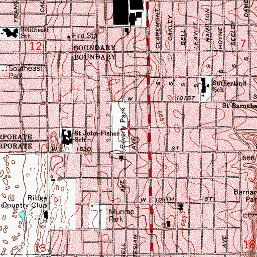 Topographic Map of Beverly Park, IL