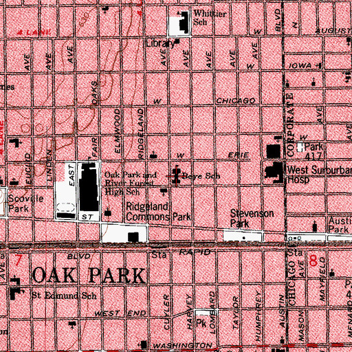 Topographic Map of William Beye Elementary School, IL