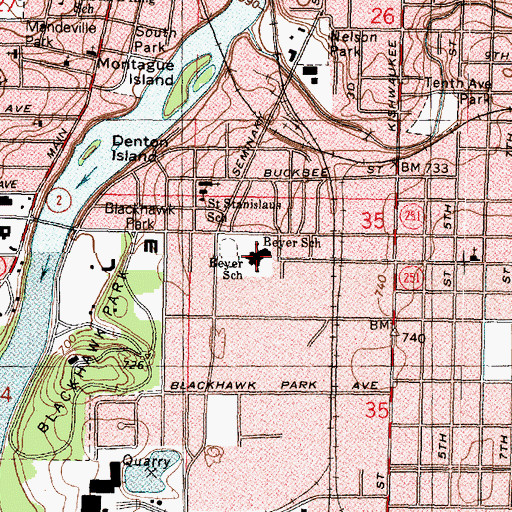 Topographic Map of Beyer Elementary School, IL