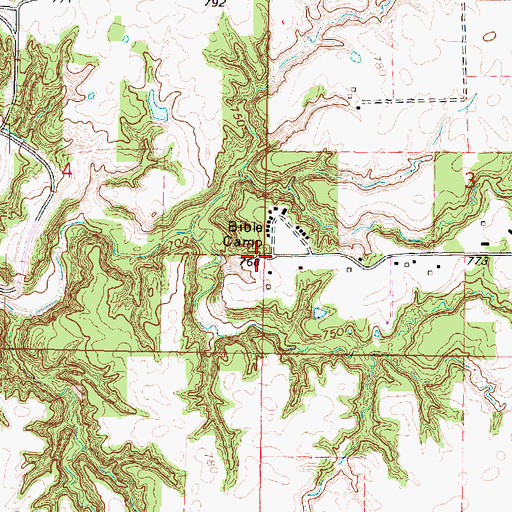 Topographic Map of Bible Camp, IL