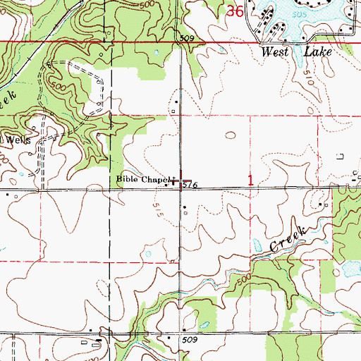 Topographic Map of Bible Chapel, IL
