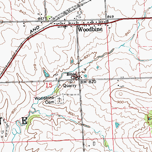 Topographic Map of Grace Bible Church, IL