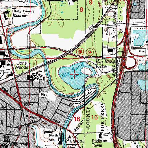 Topographic Map of Big Bend Lake, IL