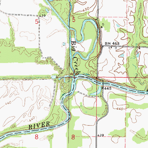 Topographic Map of Big Creek, IL