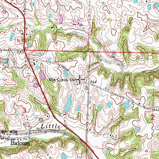 Topographic Map of Big Creek Church, IL
