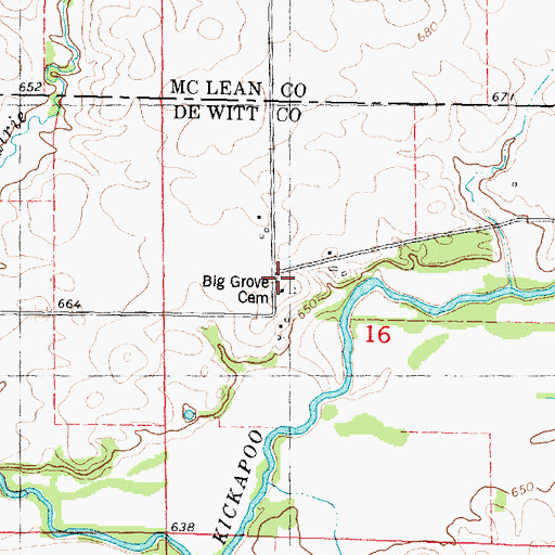 Topographic Map of Big Grove Cemetery, IL