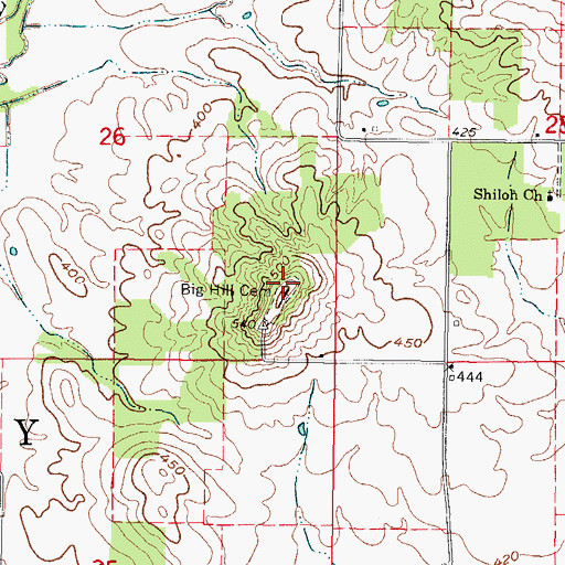 Topographic Map of Big Hill Cemetery, IL